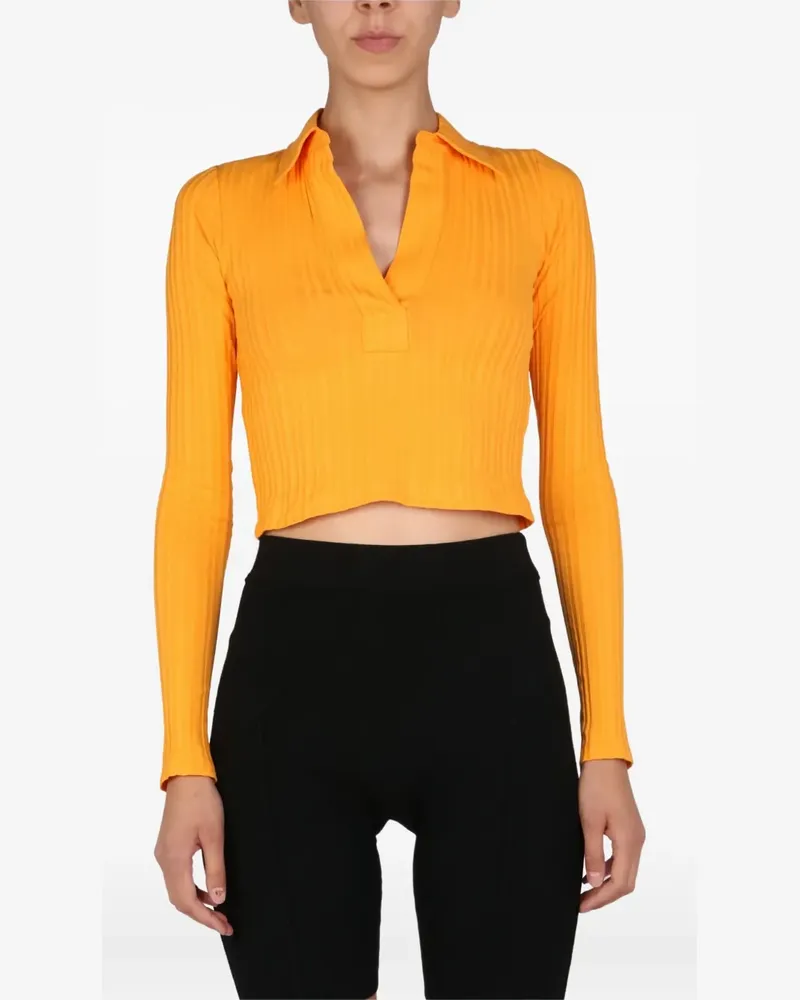 Helmut Lang collared ribbed top - Gelb Gelb