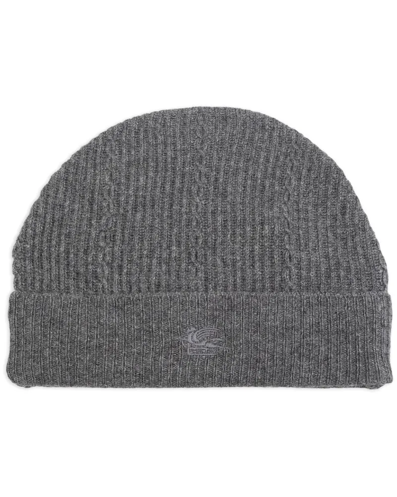 Etro Beanie mit Logo-Stickerei - Grau Grau