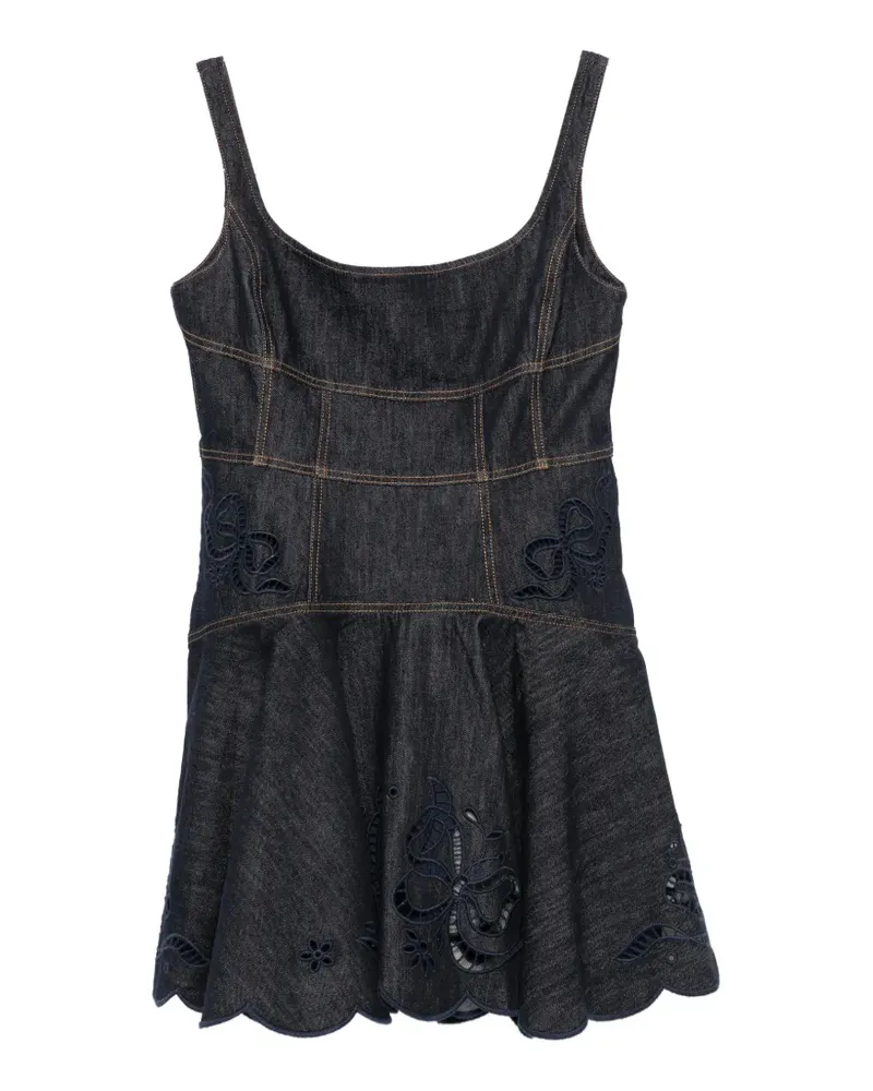 Self-Portrait bow-embroidered mini dress - Blau Blau