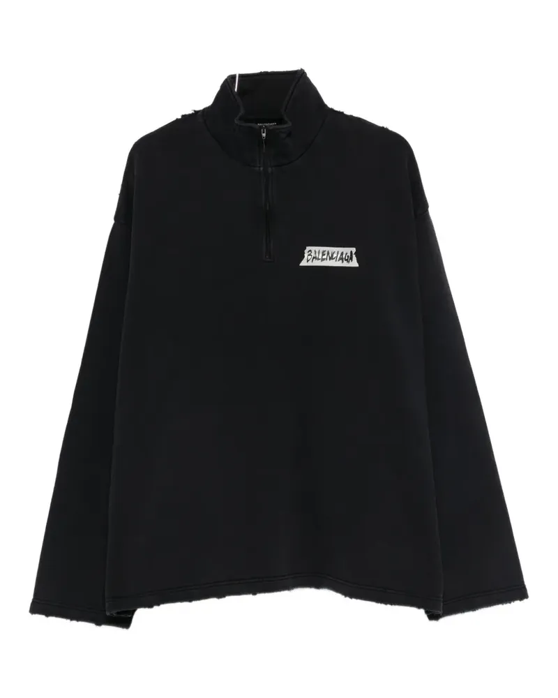 Balenciaga distressed zipped sweatshirt - Schwarz Schwarz