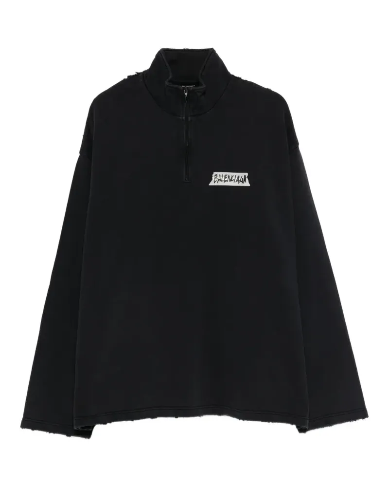 Balenciaga distressed zipped sweatshirt - Schwarz Schwarz