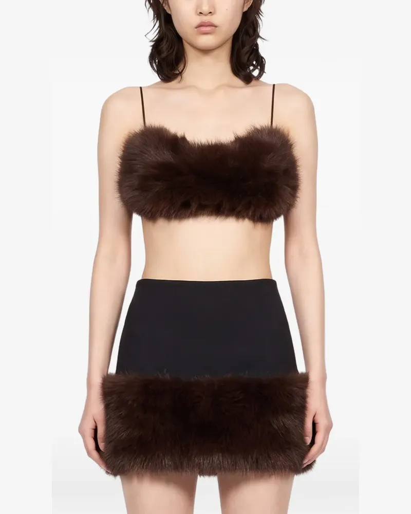 ANDAMANE Anora faux-fur tie-back top - Braun Braun