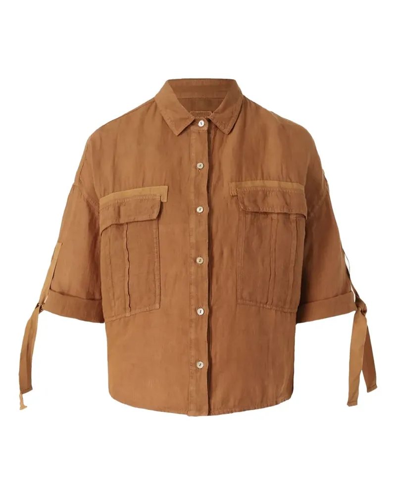 120% Lino Hemd im Utility-Look - Braun Braun