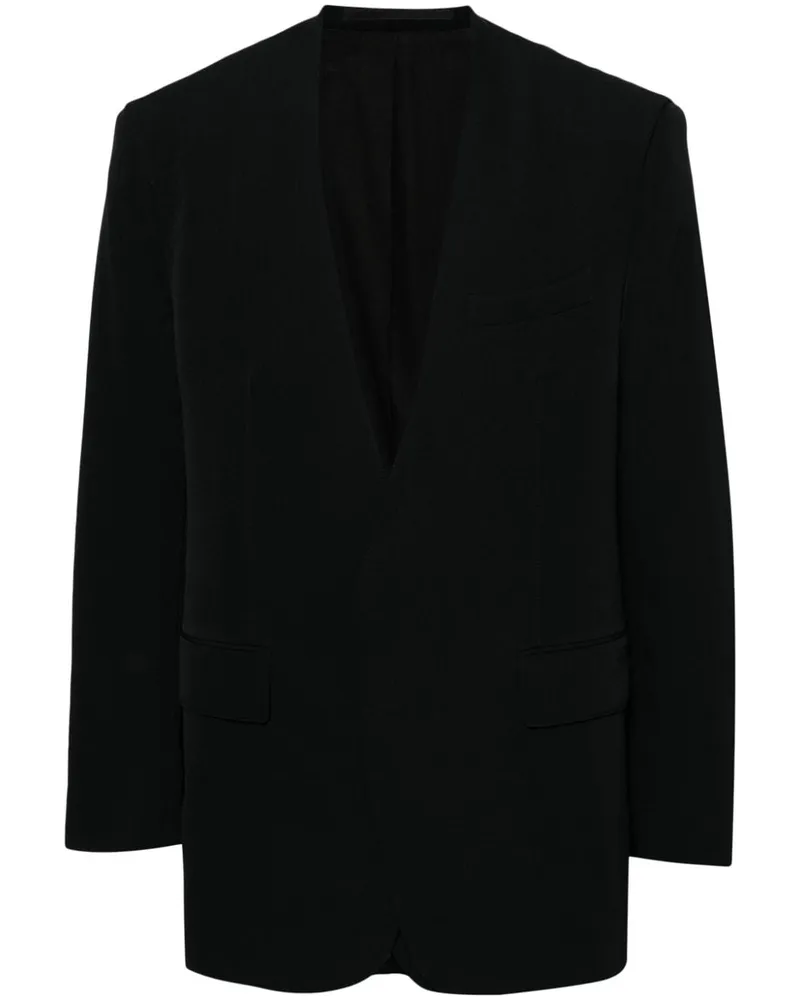 SONGZIO Kragenloses Wollsakko im Layering-Look - Schwarz Schwarz