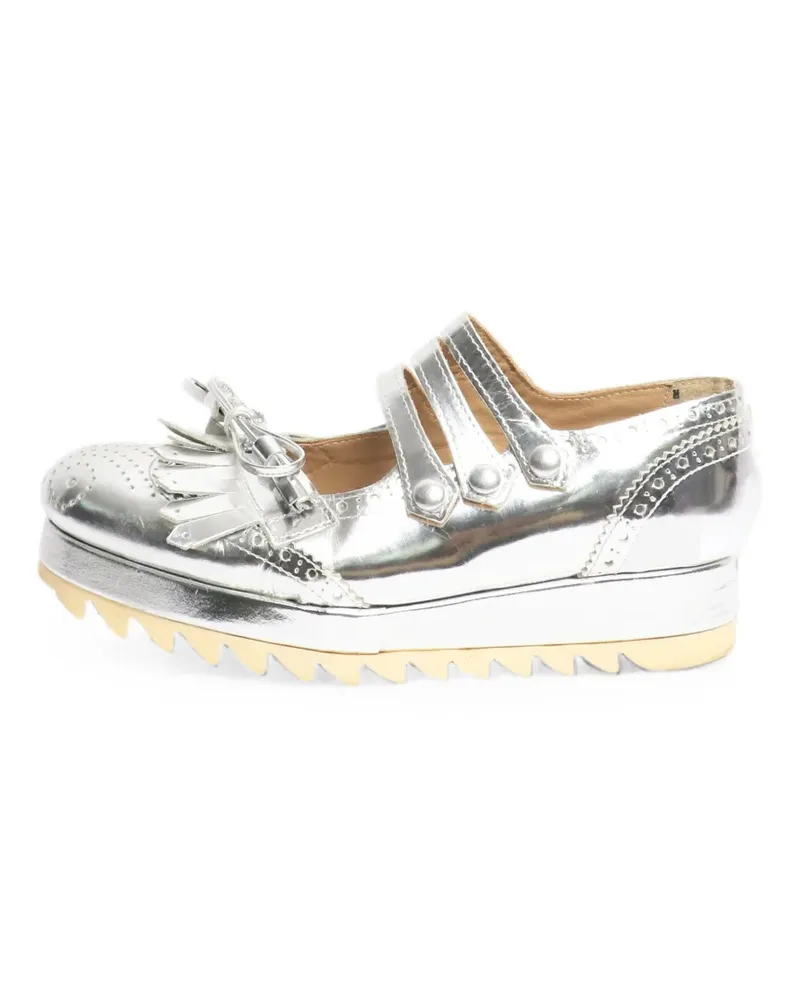 Comme des Garçons Plateau-Schuhe mit Fransen - Silber Silber