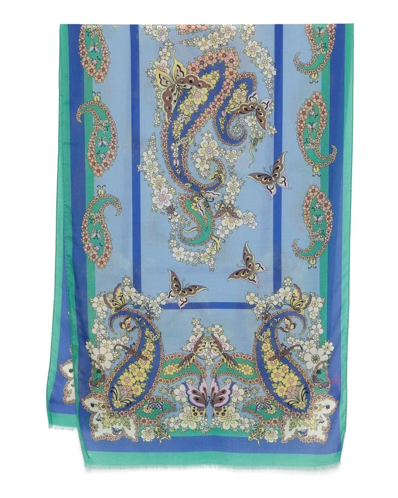 Etro Schal mit Blumen-Print - Blau Blau