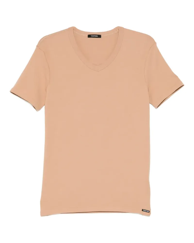 Tom Ford T-Shirt mit Logo-Patch - Braun Braun