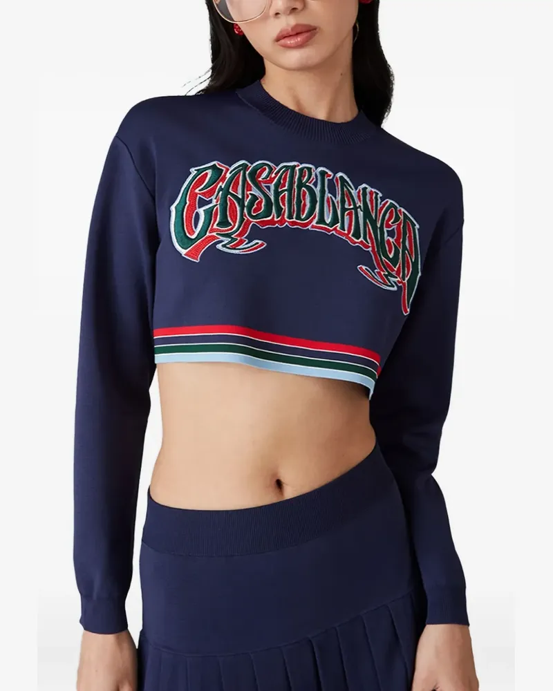 Casablanca Paris Cropped-Oberteil mit Logo - Blau Blau