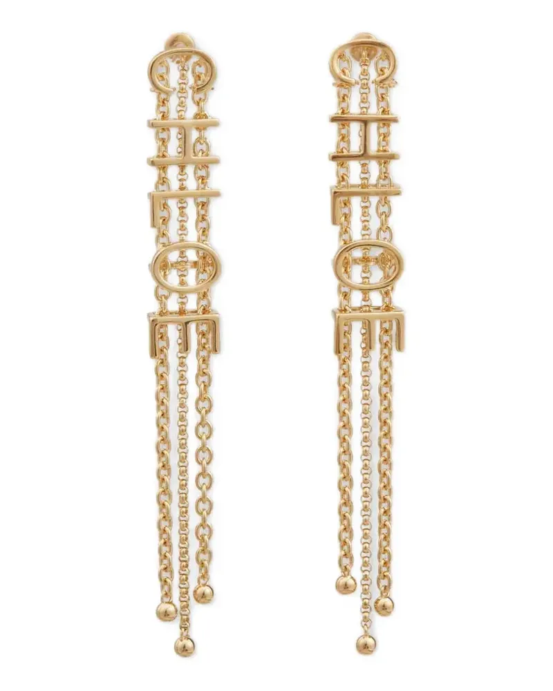 Chloé logo-lettering chain-link earrings - Gold Gold
