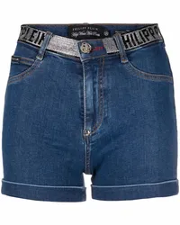 Philipp Plein Jeans-Shorts mit Strass-Logo Blau