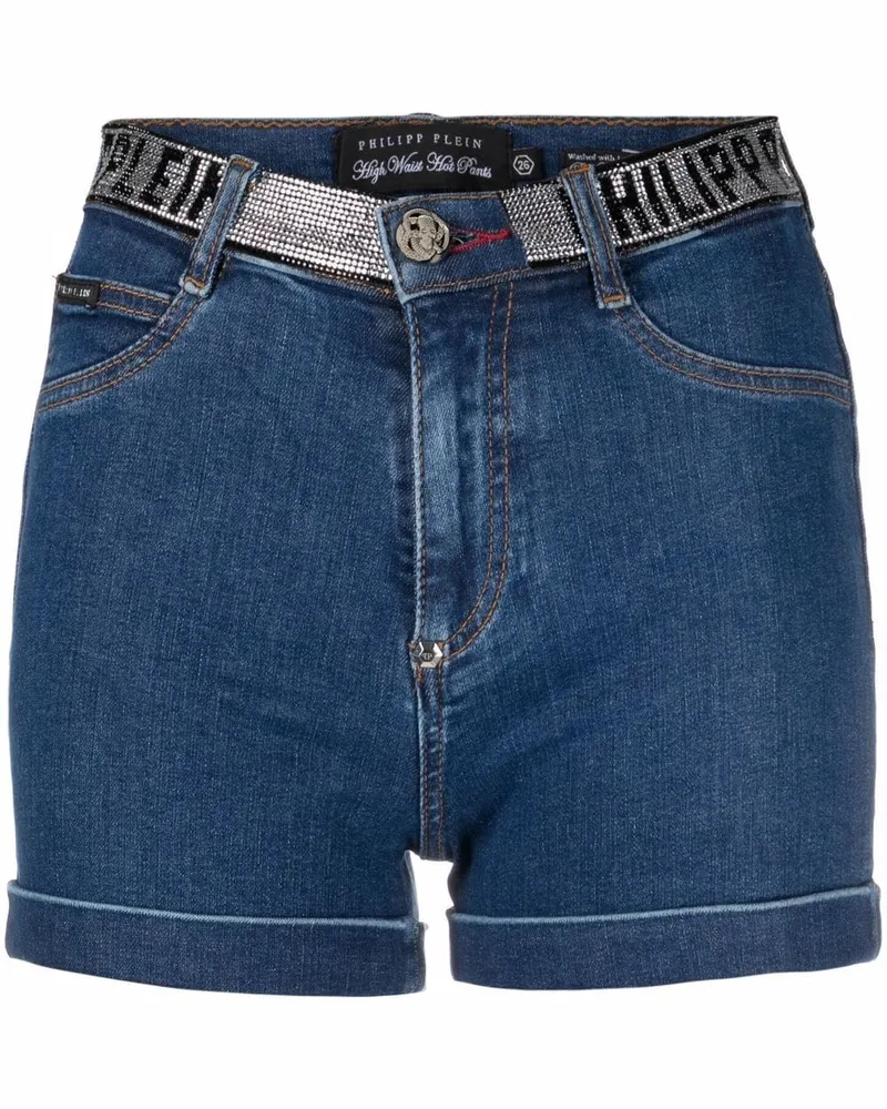 Philipp Plein Jeans-Shorts mit Logo-Verzierung - Blau Blau