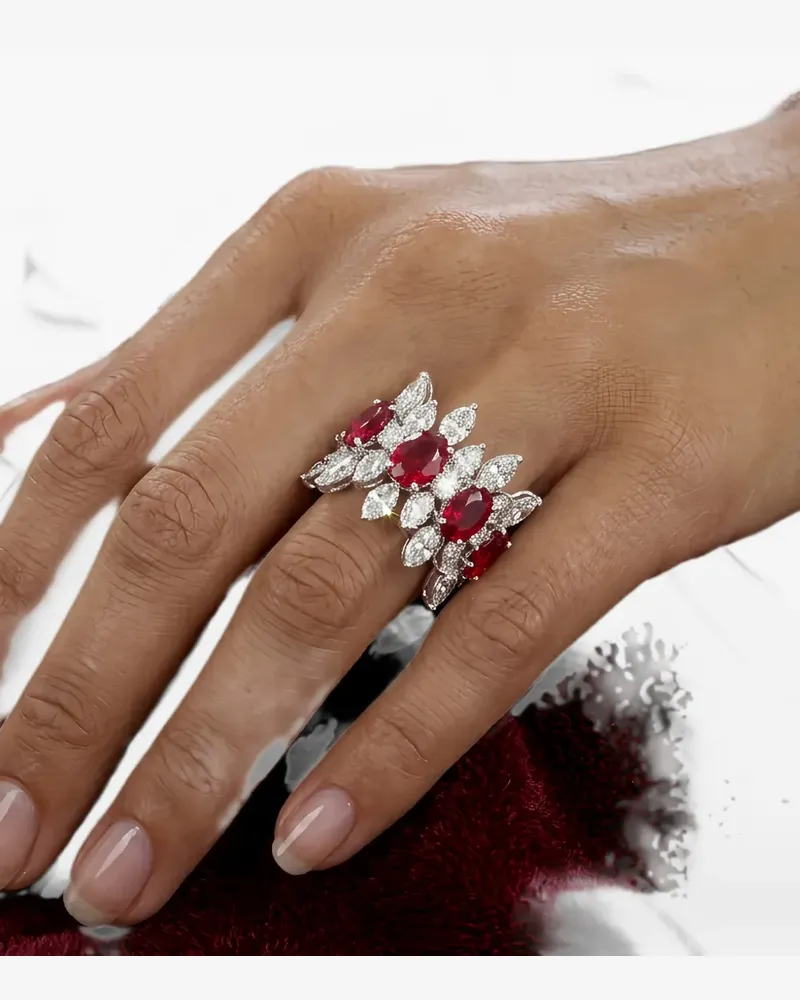HYT Jewelry ruby and diamond band ring - Silber Silber
