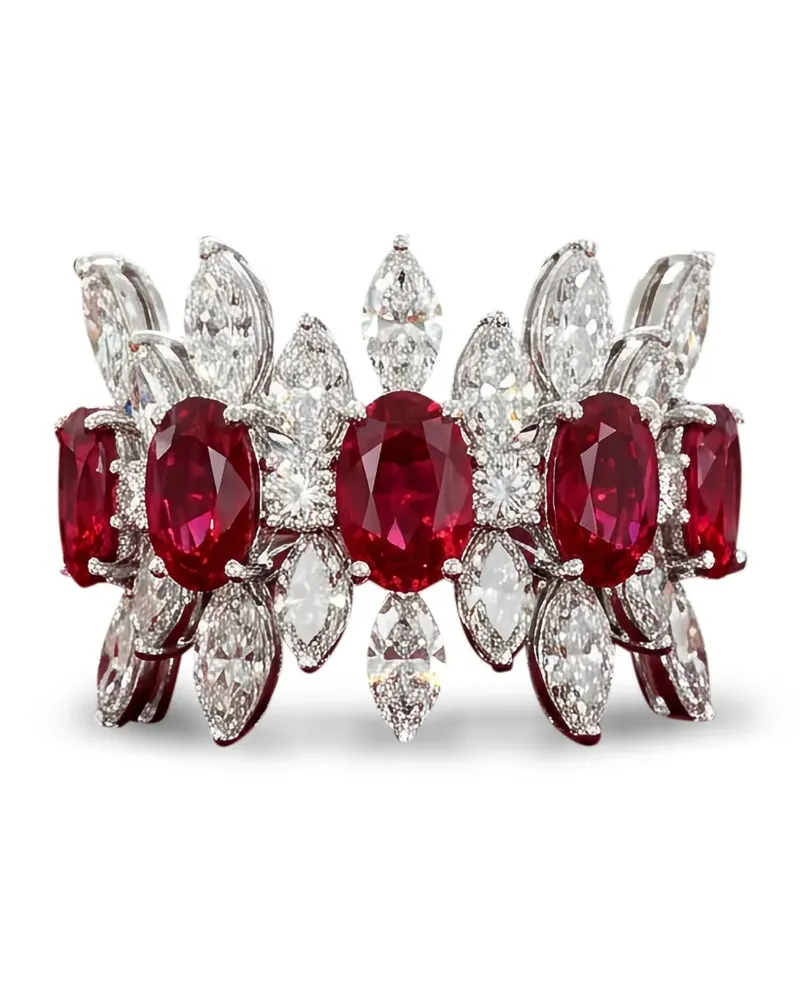 HYT Jewelry ruby and diamond band ring - Silber Silber