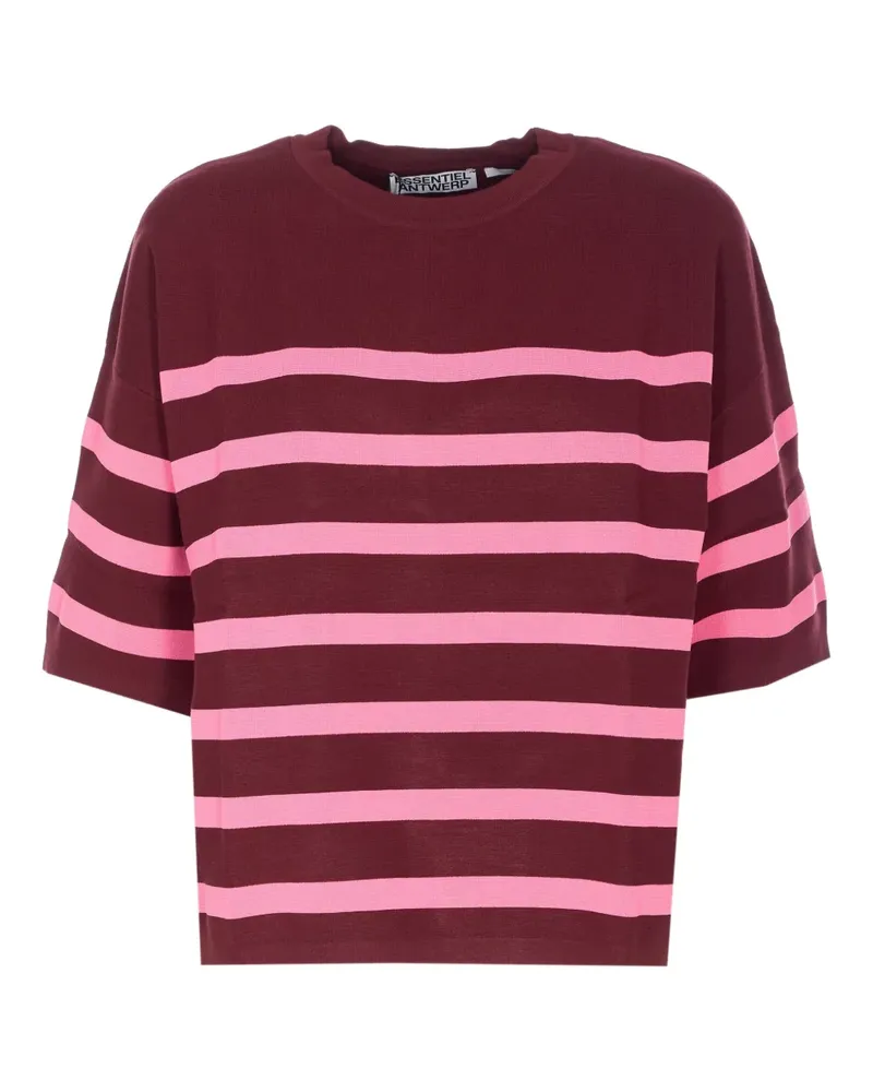 Essentiel Gestreiftes T-Shirt - Rot Rot