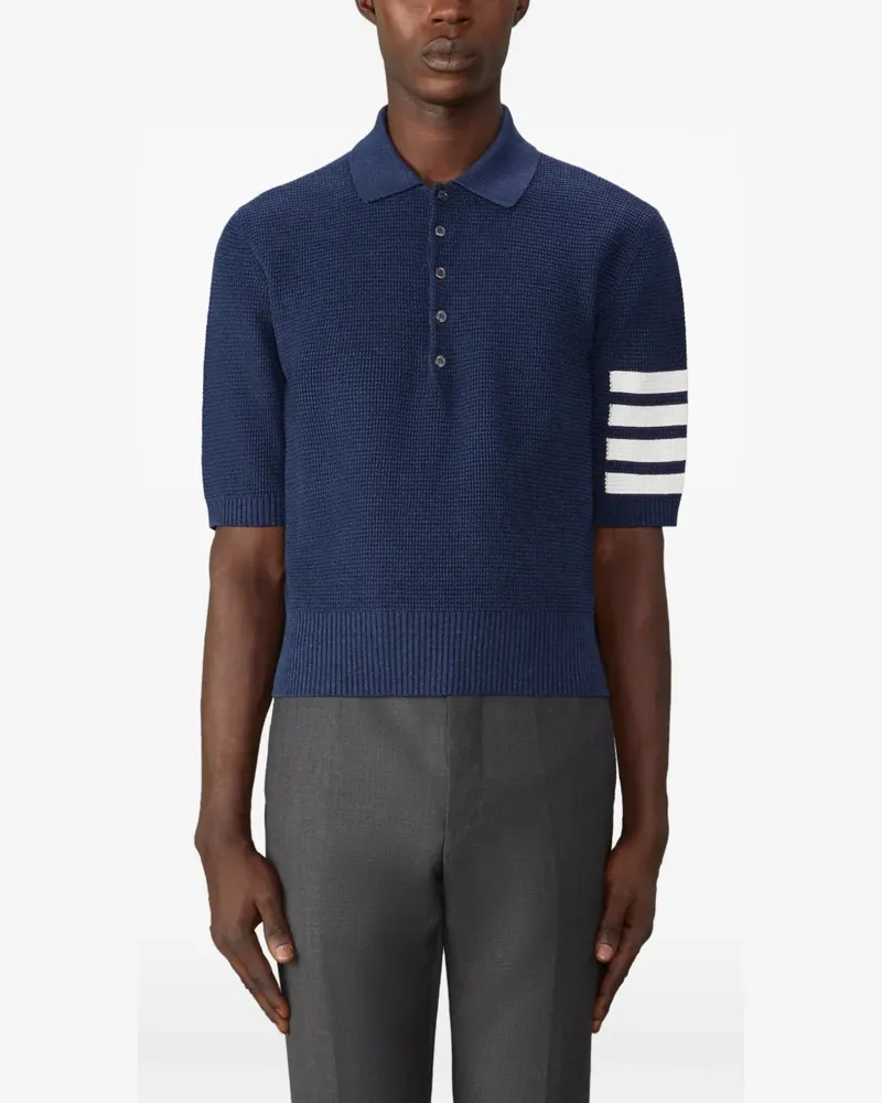Thom Browne Gestricktes Poloshirt mit Streifen - Blau Blau