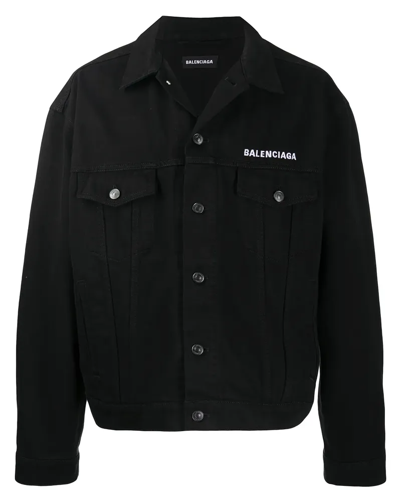 Balenciaga Jeansjacke mit Logo - Schwarz Schwarz