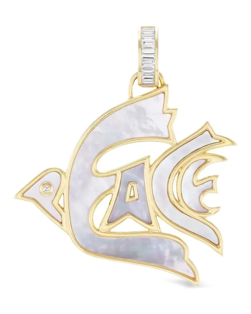 Sorellina 18K yellow gold Peace Dove diamond pendant Gold
