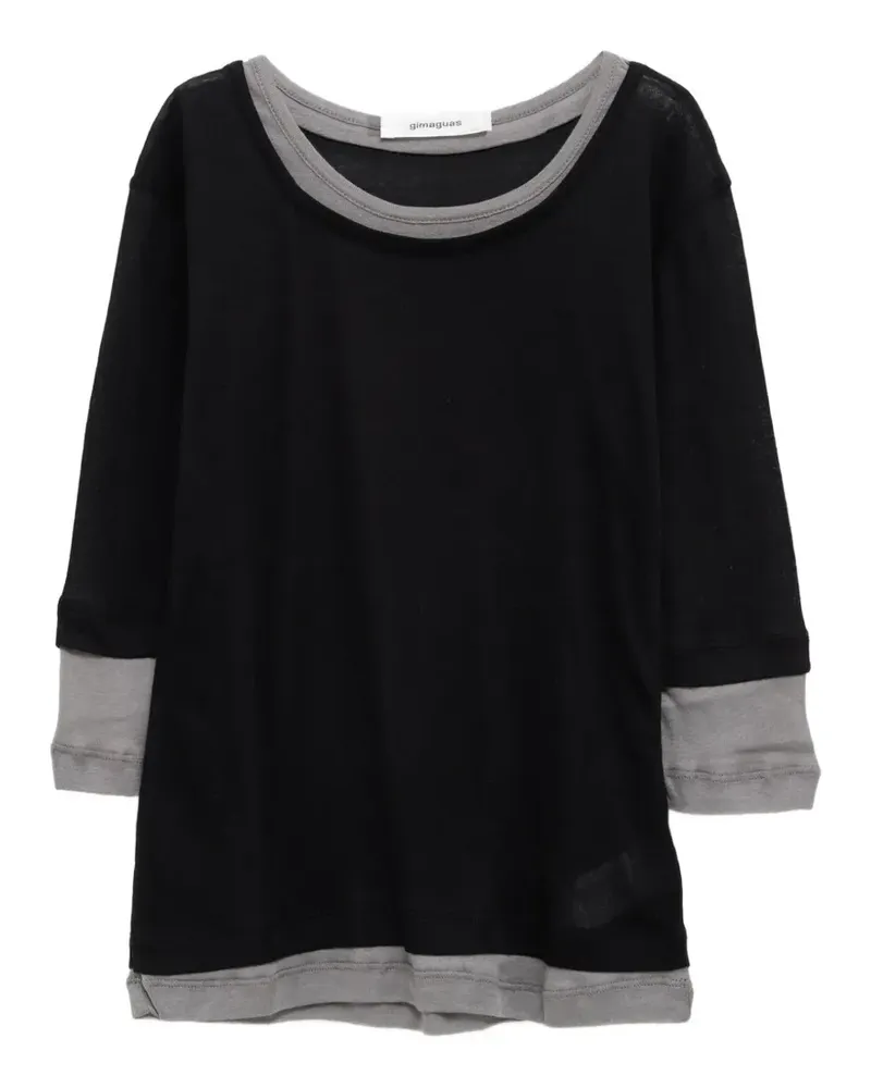 GIMAGUAS Langarmshirt im Layering-Look - Schwarz Schwarz