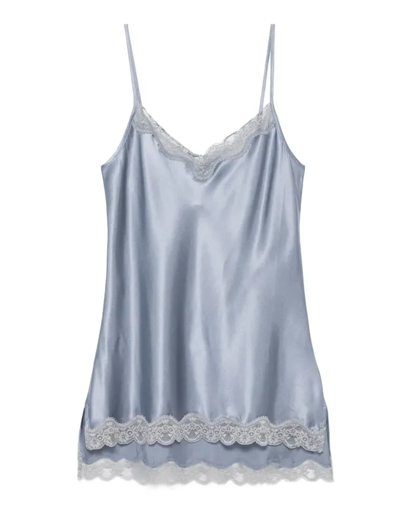 MAX&MOI Top Bluse mit Spitzenbesatz - Blau Blau