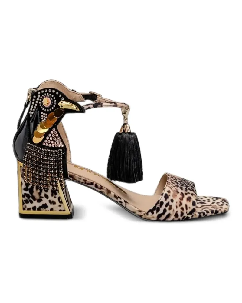 Kat Maconie Verzierte Sandalen mit Leopardenprint - Nude Nude