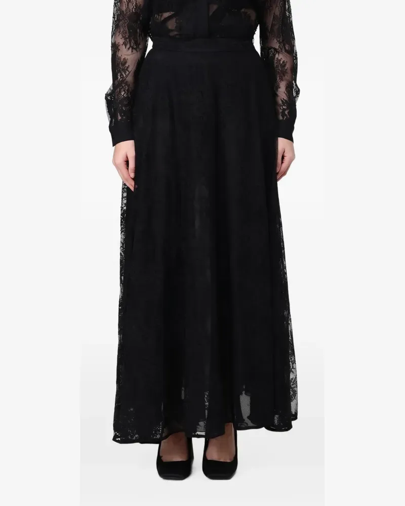 Hanita lace-overlay A-line maxi skirt - Schwarz Schwarz