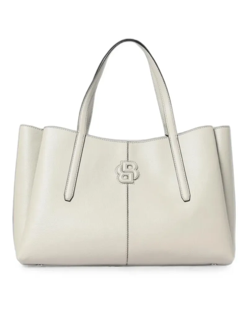 HUGO BOSS pebbled-texture logo-patch tote bag - Nude Nude