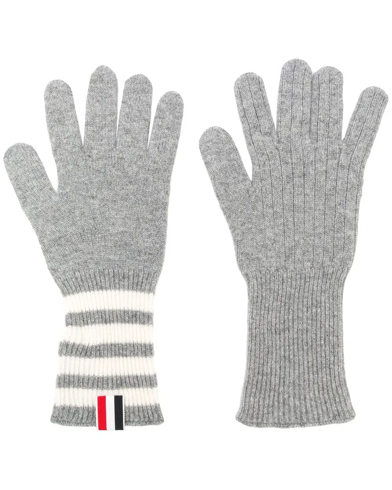 Thom Browne Kaschmirhandschuhe mit Logo-Streifen - Grau Grau