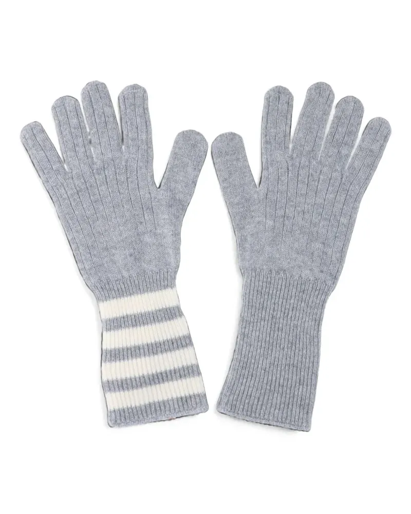 Thom Browne Kaschmirhandschuhe mit Logo-Streifen - Grau Grau