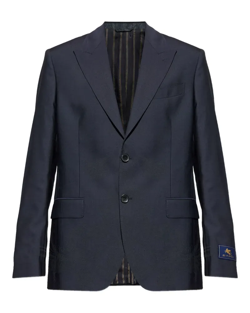 Etro single-breasted wool blazer - Blau Blau