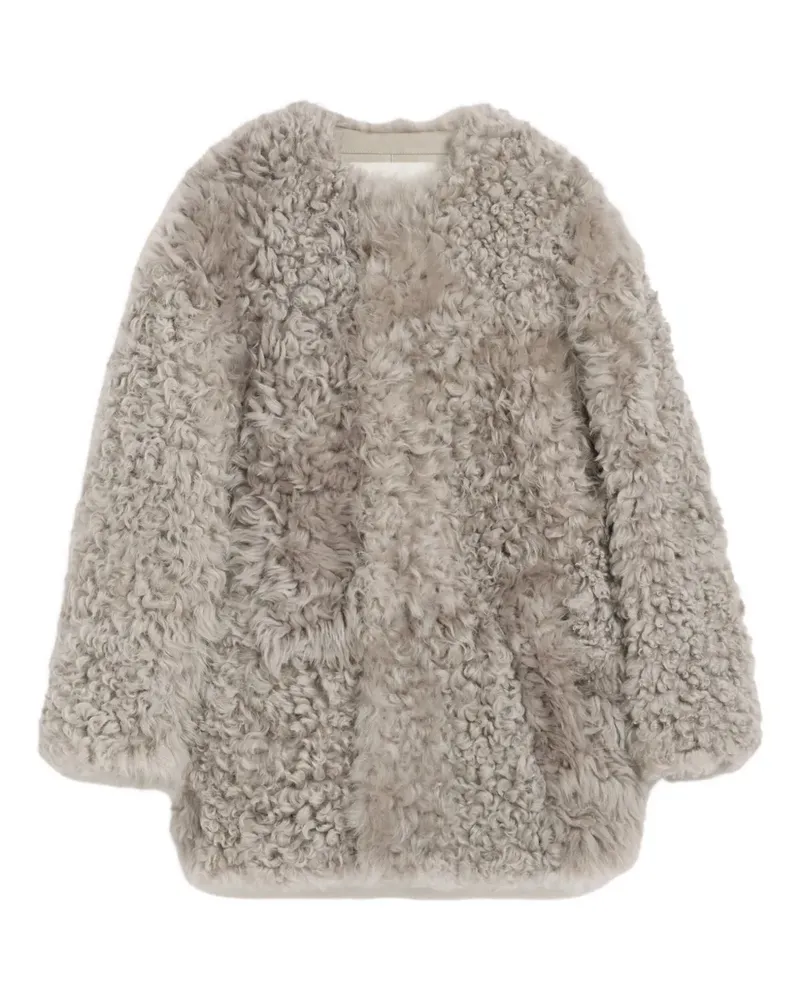 AMI Paris Kurzer Shearling-Mantel - Grau Grau