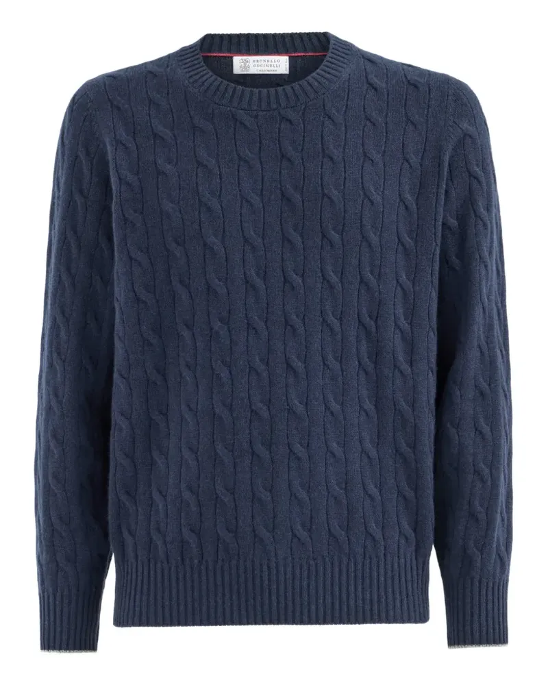 Brunello Cucinelli Kaschmirpullover mit Zopfmuster - Blau Blau