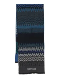 Missoni Wollschal mit Zickzackmuster Blau