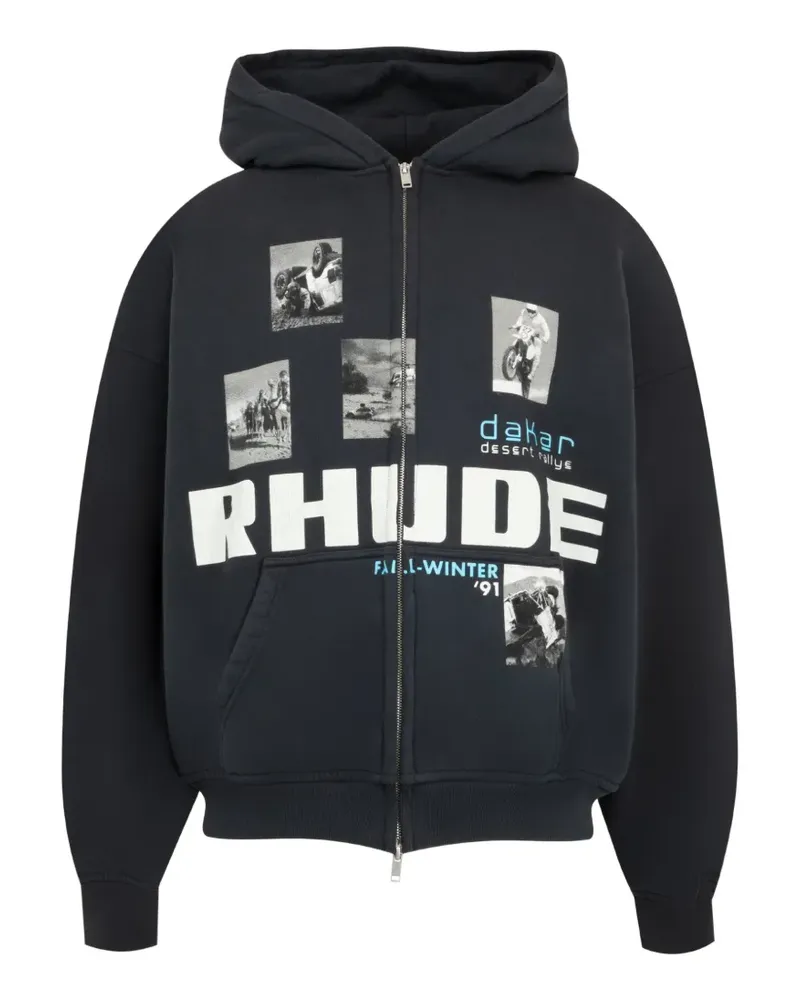 RHUDE Chrono graphic-print hoodie - Schwarz Schwarz