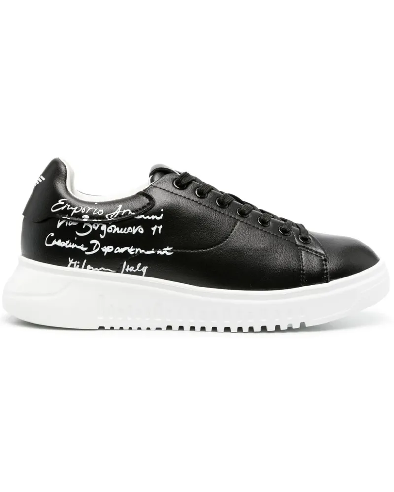 Emporio Armani Sneakers mit Kalligrafie-Print - Schwarz Schwarz