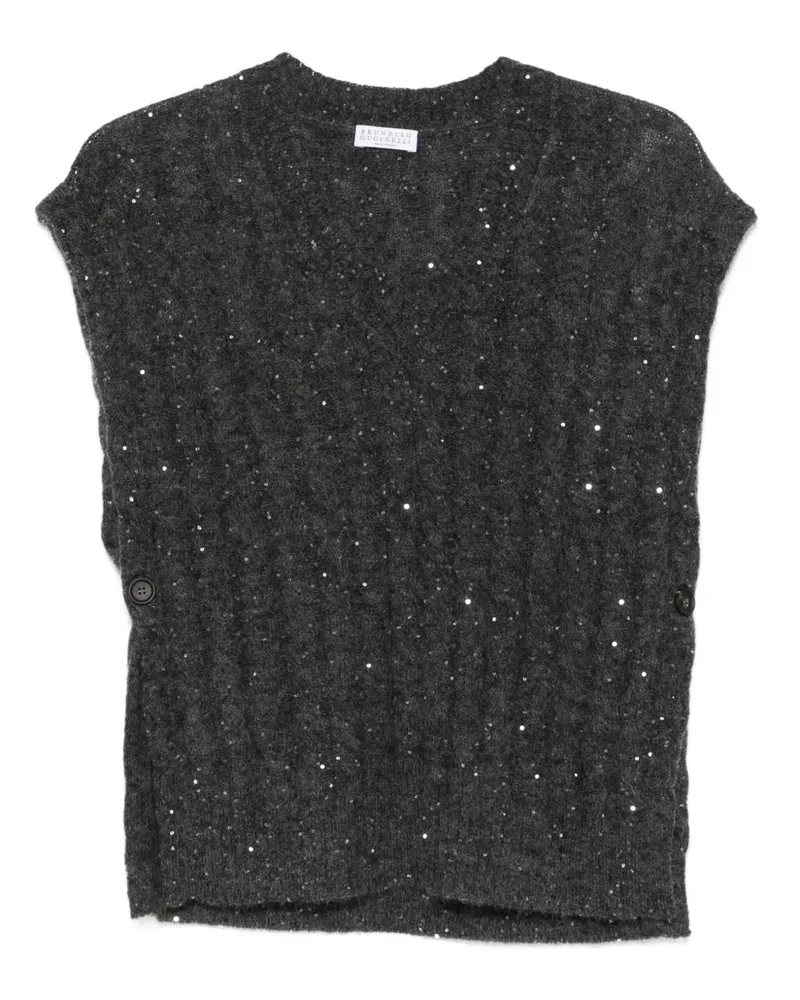 Brunello Cucinelli Top mit Pailletten - Grau Grau