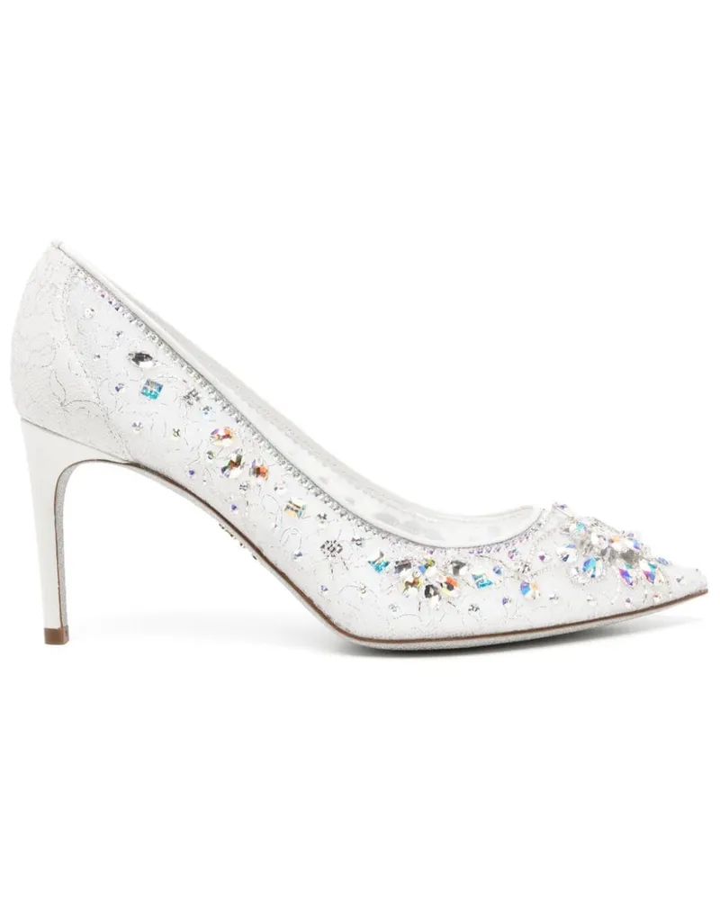René Caovilla Pumps mit Kristallen 80mm - Silber Silber