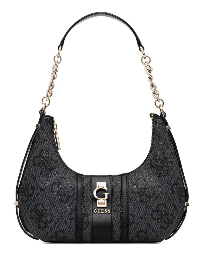 Guess Erenia Schultertasche mit Monogrammmuster - Schwarz Schwarz