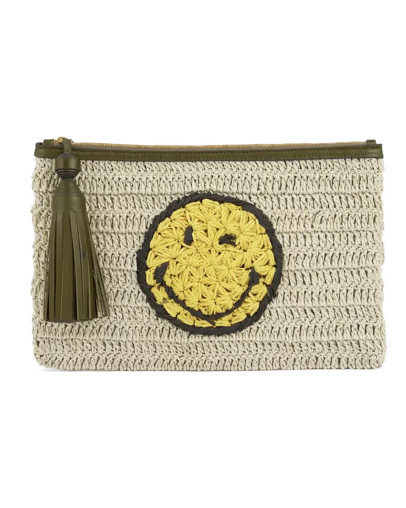 Anya Hindmarch Wink raffia clutch bag - Nude Nude