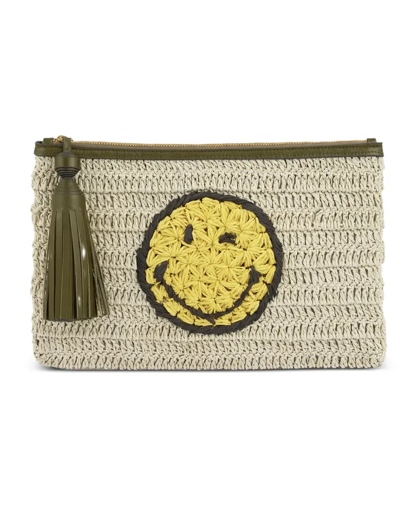 Anya Hindmarch Wink raffia clutch bag - Nude Nude