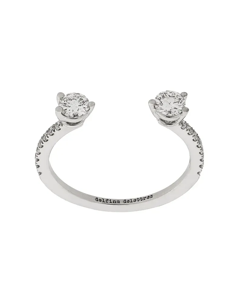 Delfina Delettrez 18kt 'Domino Dots' Weißgoldring mit Diamanten - Silber Silber