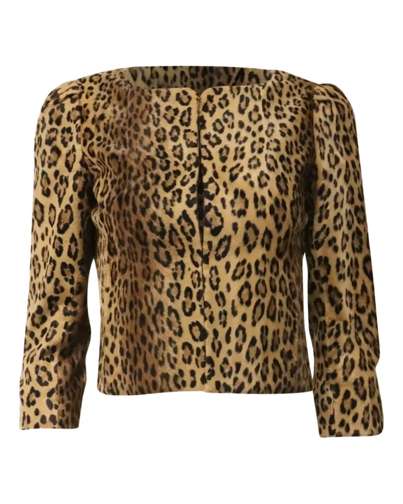 Milly Cropped-Blazer mit Leopardenprint - Nude Nude