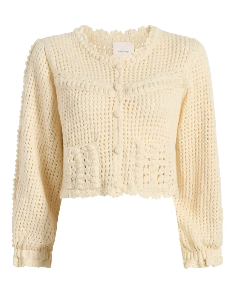 Cinq à Sept Gehäkelter Cardigan mit Puffärmeln - Nude Nude