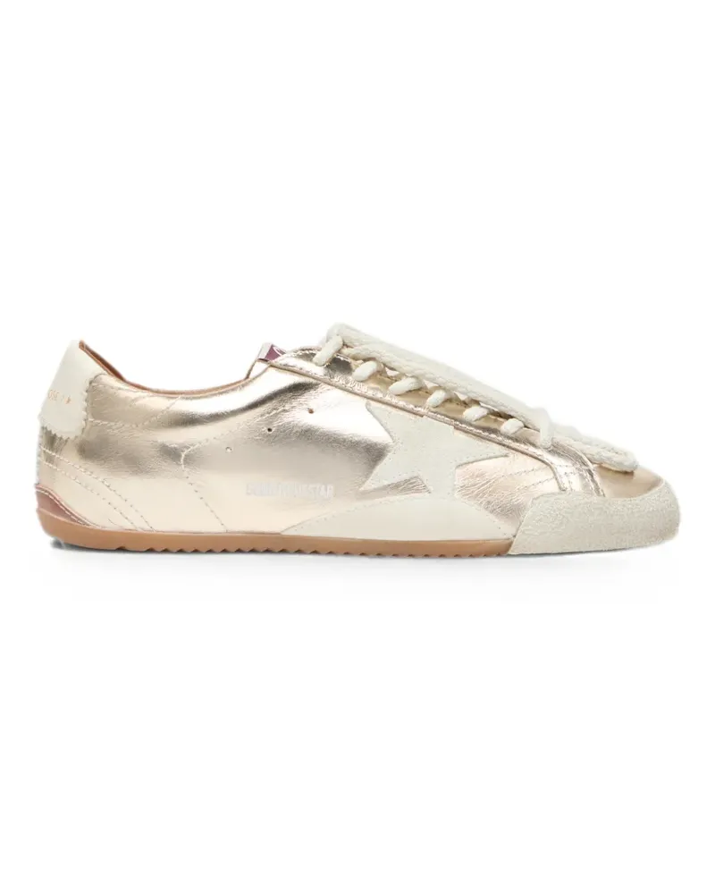 Golden Goose True Star laminated-leather upper toe and tongue suede upper leather heel sneakers Gold