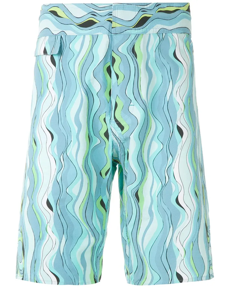 Amir Slama Badeshorts mit Print - Blau Blau