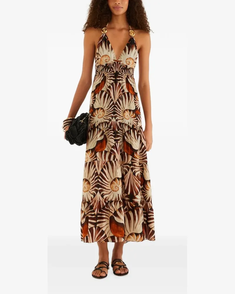 FARM Rio Maxikleid mit Muschelverzierung - Braun Braun