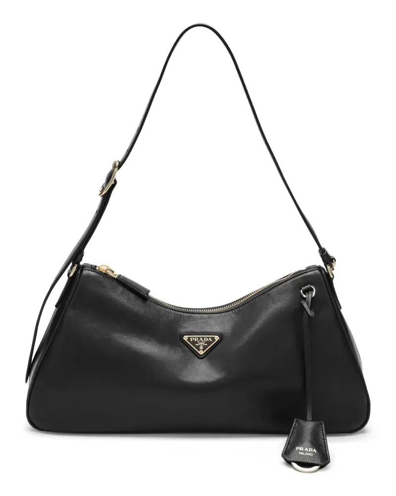 Prada logo-plaque shoulder bag - Schwarz Schwarz
