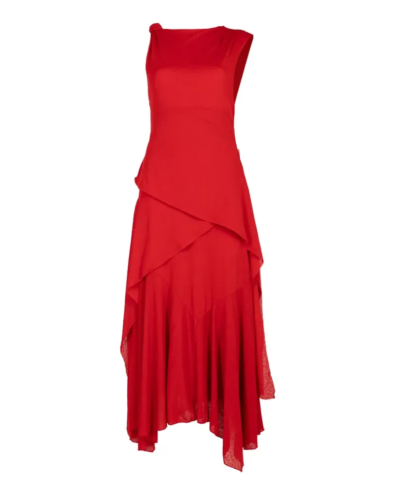 Ganni draped knot-detail midi dress - Rot Rot