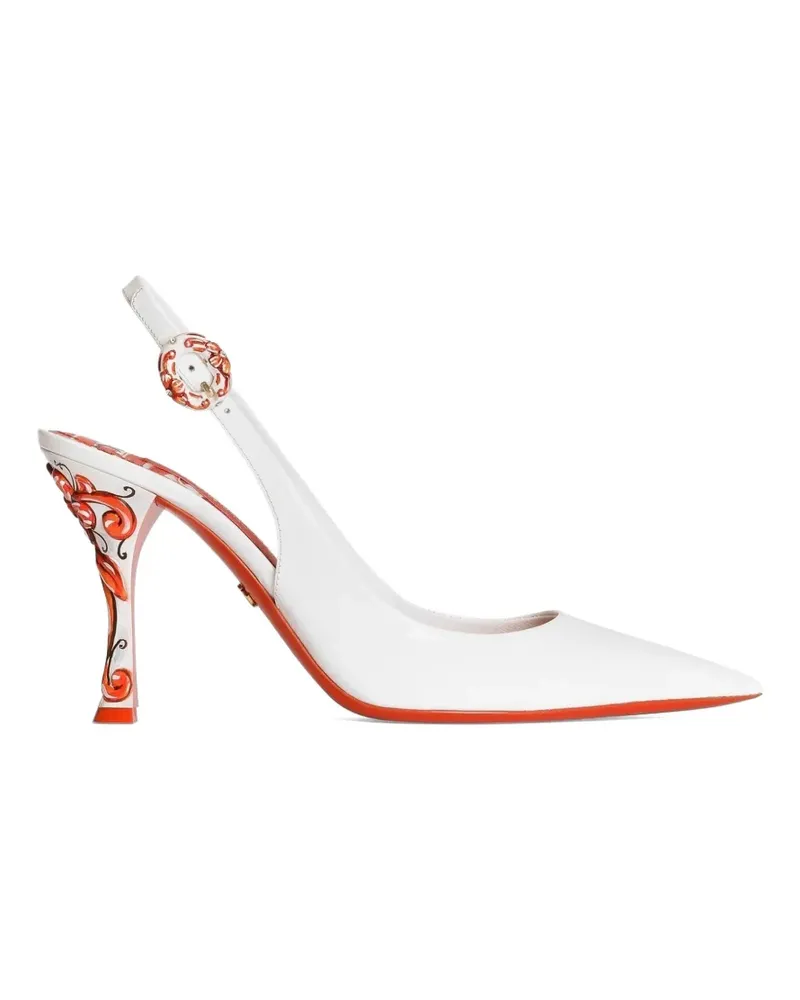 Dolce & Gabbana Slingback-Pumps aus Lackleder - Weiß Weiß