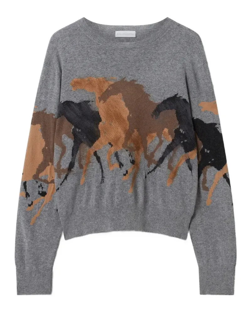 Stella McCartney Rundhals-Pullover mit Pferdemotiv - Grau Grau