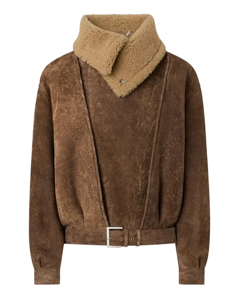 HALFBOY belted shearling-collar jacket - Braun Braun